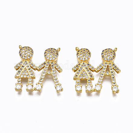 Brass Micro Pave Clear Cubic Zirconia Pendants ZIRC-N039-160-NF-1