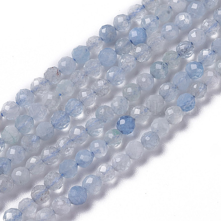 Chapelets de perles en aigue-marine naturelle G-F596-26-2mm-1