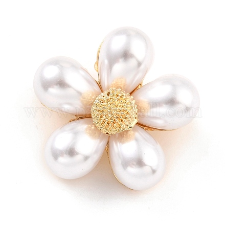 Broches de perlas de imitación de resina de aleación JEWB-O009-13-1
