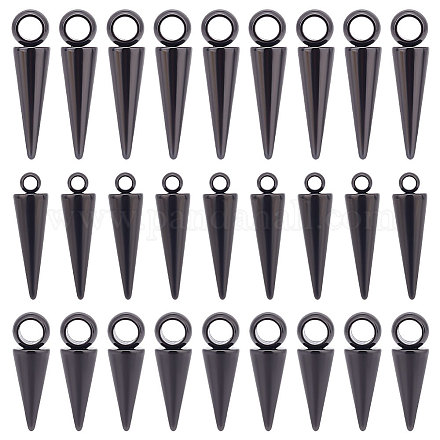 UNICRAFTALE 30pcs Black Cone Charm 15.5-19.5mm Punk Style Charm Stainless Steel Spike Pendants Hypoallergenic Dangle Charm for Hoop Earring Jewelry STAS-UN0038-28-1
