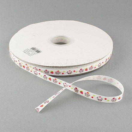 Kuchen und Kirsche gedruckte Polyester Ripsband OCOR-S010-9mm-06-1