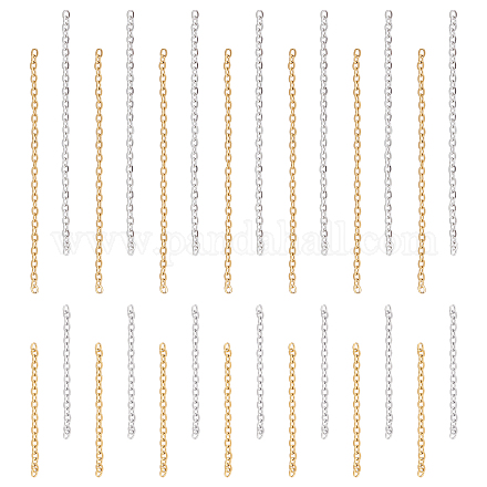 Unicraftale circa 120 pz 4 stile 304 catene portacavi in acciaio inossidabile estensori per catene finali risultati finali non saldati terminano con prolunga per catena lunga 50/25 mm per la creazione di gioielli colore acciaio inossidabile dorato CHS-UN0001-18-1
