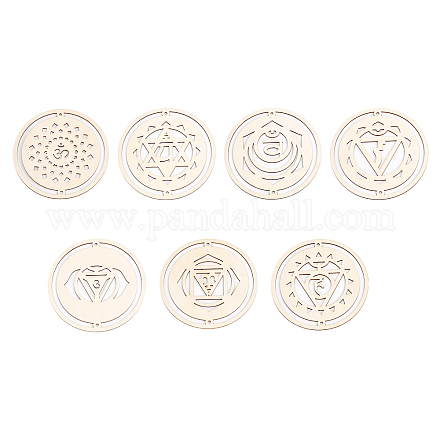 1 Juego de kits de decoración de colgantes de madera con símbolo de energía de meditación bohemia sin terminar diy FIND-FG0002-14-1