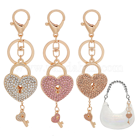 Wadorn 3 couleurs coeur pendentif en cristal porte-clés KEYC-WR0001-46-1