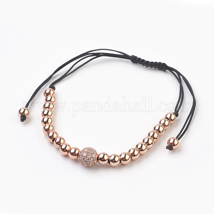 Brass Braided Bead Bracelets BJEW-JB03835-03-1