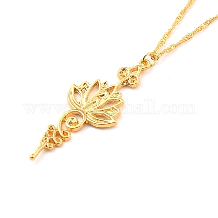 Collier pendentif en alliage de lotus minimaliste pour femme NJEW-I113-03G-1