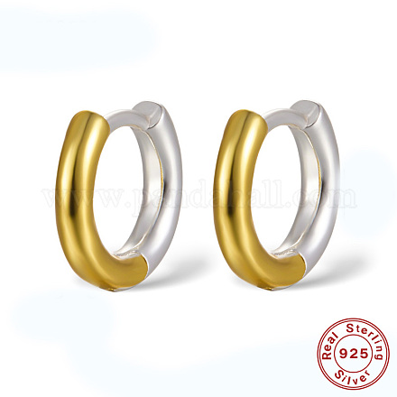 Two Tone 925 Sterling Silver Huggie Hoop Earrings for Women EJEW-F317-27GP-1
