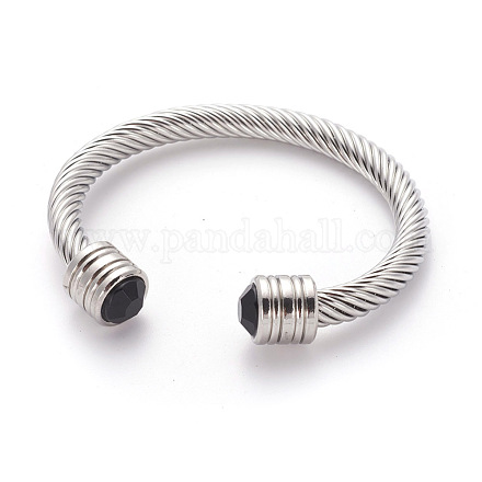 304 Stainless Steel Cuff Bangles BJEW-L642-28P-1