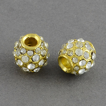 Métal doré perles en alliage de couleur de strass X-ALRI-R036-06-1