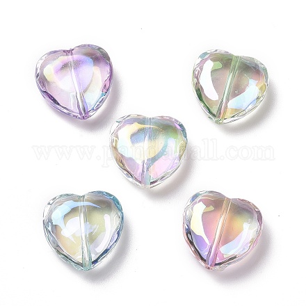 Placage uv perles acryliques irisées arc-en-ciel PACR-H001-10-1