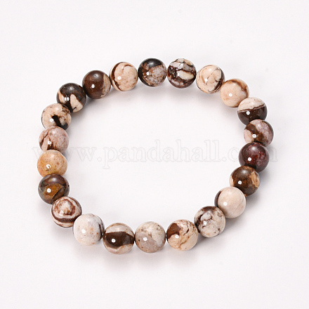 Bracelets élastiques en perles de jaspe zèbre naturel BJEW-Q692-17-8mm-1