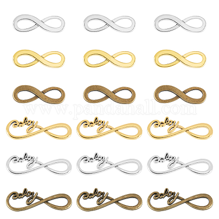 SUPERFINDINGS 120Pcs Alloy Infinity Symbol Connectors Charms 6 Styles Double Holes Joint Connectors Tibetan Style Infinity Link for DIY Bracelet Necklace Jewellery Making Accessories TIBE-FH0001-20-1