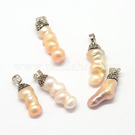 Pendentifs naturels de perles de keshi PEAR-Q005-02-1