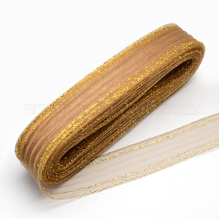 メッシュリボン  プラスチックネットスレッドコード  金色のメタリック製コード付き  ペルー  4.5cm  25ヤード/バンドルに関する PNT-R010-4.5cm-G03-1