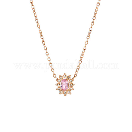 Halsketten mit Zirkonia-Blumenanhänger und Edelstahlketten WL0189-1-1