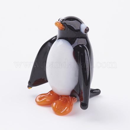 インテリアオーナメントパーツ  手作りランプワーク表示の装飾  ペンギン  白黒  18x20x22mm LAMP-J084-25-1