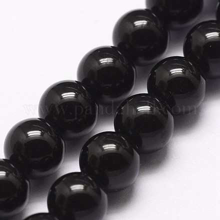 Natural Black Onyx Beads Strands X-G-A163-05-6mm-1