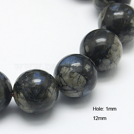 Chapelets de perles d'opale grise naturelle G-G212-12mm-15-1