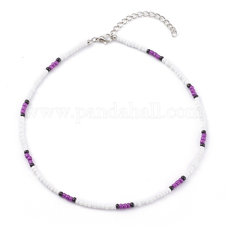 Round Opaque Colours Glass Seed Beaded Necklaces NJEW-JN03363-04-1