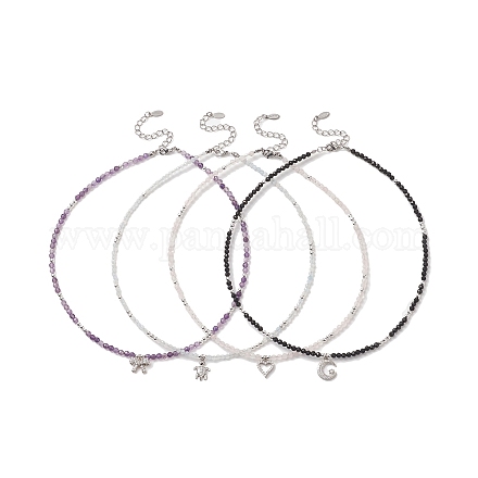 Set di collane con pendente in zirconi cubici trasparenti 4 pz 4 stile luna & bowknot & cuore & tartaruga NJEW-JN04271-1