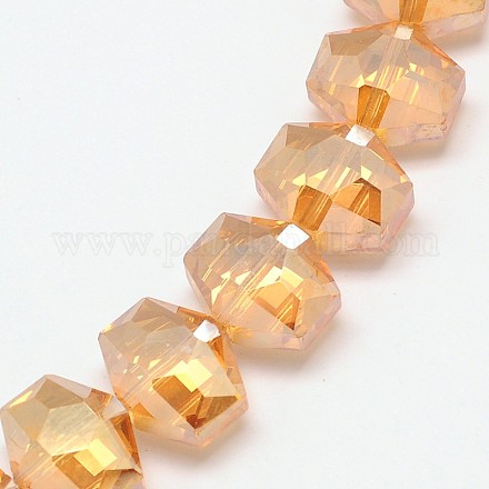 Faceted Hexagon Electroplate Glass Beads Strands EGLA-F090-A02-1