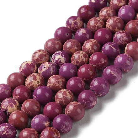 Brins de perles teintes en jaspe impérial synthétique G-D077-A01-01G-1