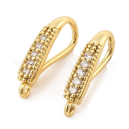 Brass with Cubic Zirconia Earring Hooks KK-Q782-01G-1