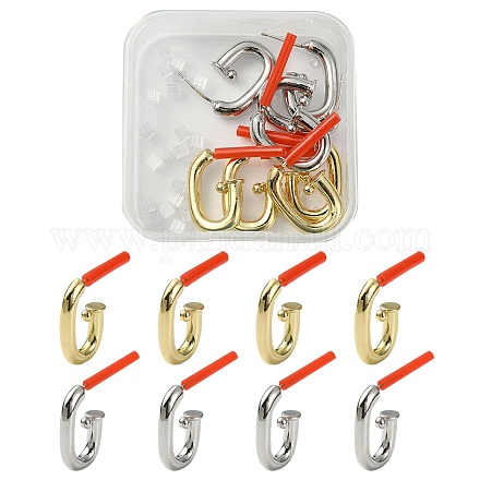 8 pièces 2 couleurs support placage alliage boucles d'oreilles accessoires FIND-YW0003-82A-1