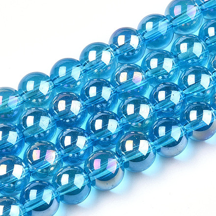 Electroplate Transparent Glass Beads Strands GLAA-T032-T8mm-AB06-1