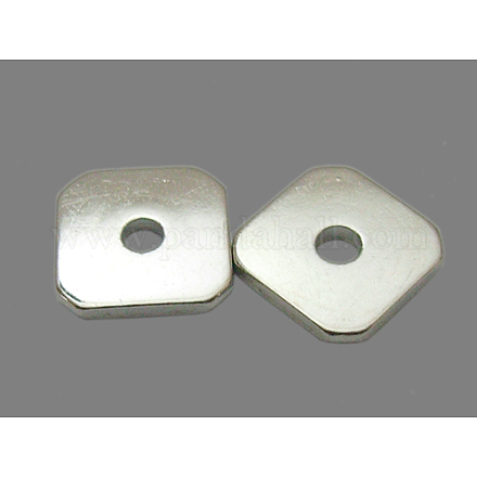スペーサービーズ  真鍮  正方形  プラチナカラー  約8 mm幅  長さ8mm  厚さ1mm  穴：2mm X-EC917-1