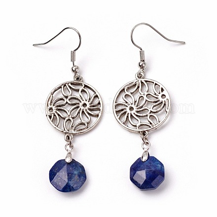 Natural Lapis Lazuli Dangle Earrings EJEW-I225-A01-1