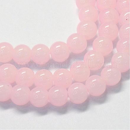 Backen gemalt Nachahmung Jade Glas runden Perle Stränge DGLA-Q021-12mm-02-1