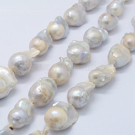 Hebras de perlas keshi de perlas barrocas naturales PEAR-K004-19-1