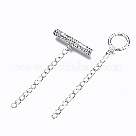 Brass Micro Pave Clear Cubic Zirconia Toggle Clasps ZIRC-S067-032P-NR-1