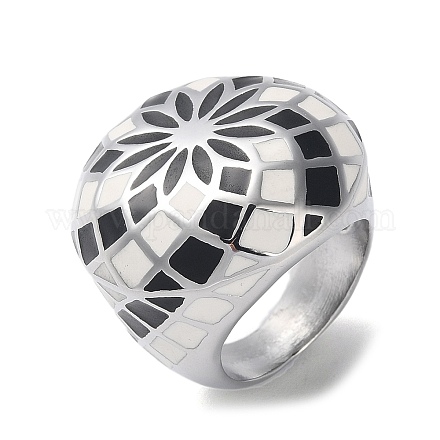 304 широкое кольцо из эмали из нержавеющей стали для женщин RJEW-P095-04P-1