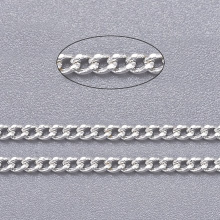 真鍮ツイストチェーン  カーブチェーン  ダイヤモンドカット  ハンダ付け  多面カット  スプールで  カドミウムフリー＆鉛フリー  銀色のメッキ  2x1.5x0.45mm  約301.83フィート（92m）/ロール CHC-S108-S-1