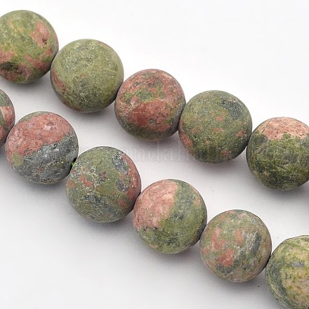 Chapelets de perles rondes en unakite mat naturel G-E302-107-10mm-1
