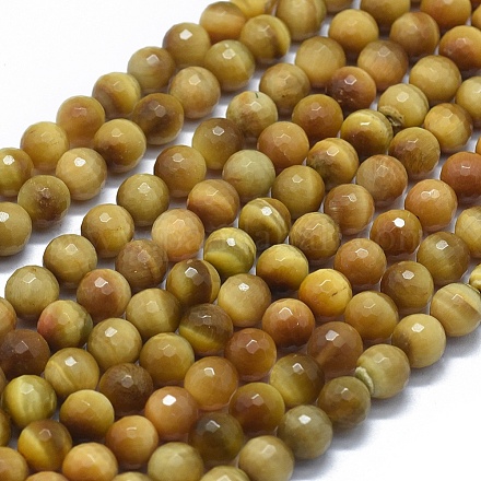 Brins de perles d'oeil de tigre d'or naturel G-D0013-70B-1