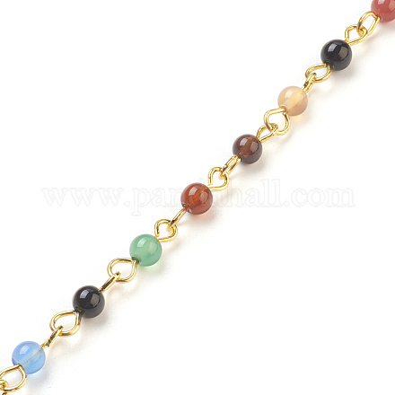 Chaînes de perles d'agate naturelle main AJEW-JB00448-02-1