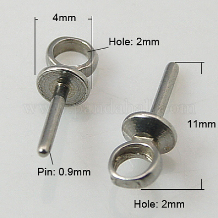 304 pendenti perno in acciaio inox coppa perla cauzione STAS-H053-11x4mm-1