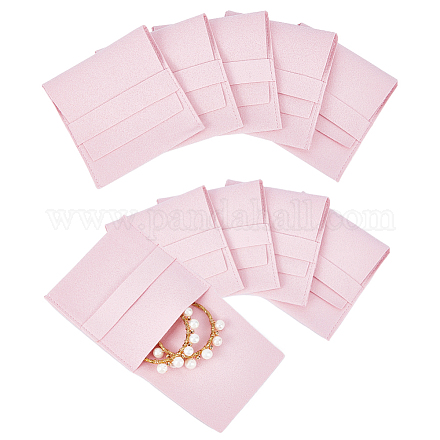 NBEADS 10 Pcs Pink Microfiber Jewelry Pouch ABAG-NB0001-71A-1