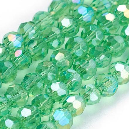 Brins de perles de verre plaquées de couleur AB à facettes (32 facettes) rondes X-EGLA-D021-33-1