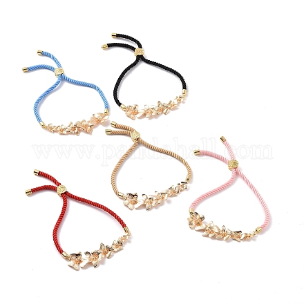 Brass Flower Link Slider Bracelets BJEW-JB09112-1