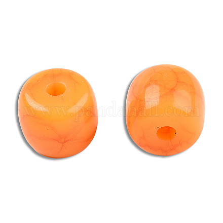 樹脂ビーズ  天然石風  バレル  オレンジ  8x7mm  穴：1.6mm RESI-N034-10-Z01-1