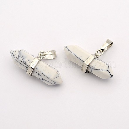 Natural Howlite Double Terminated Pointed Pendants G-F177-05-1