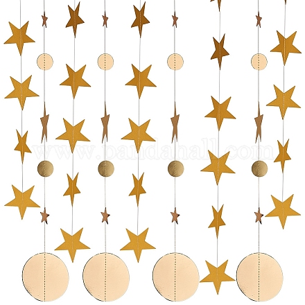Guirnalda de papel con puntos circulares y estrellas de Gorgecraft. AJEW-GF0001-11-1