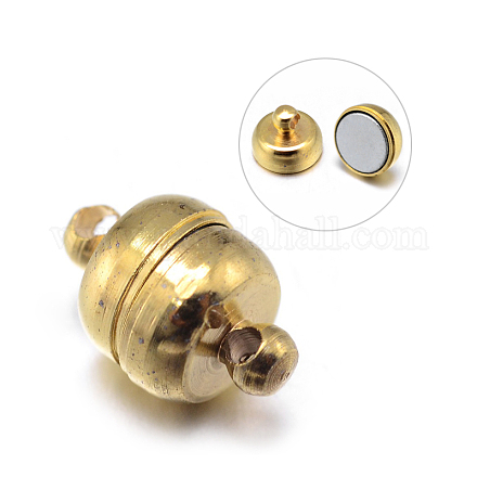 Round Brass Magnetic Clasps KK-D466-G-NF-1