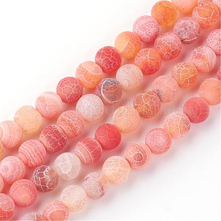 Natural Fire Crackle Agate Bead Strands G-S216-6mm-08-1
