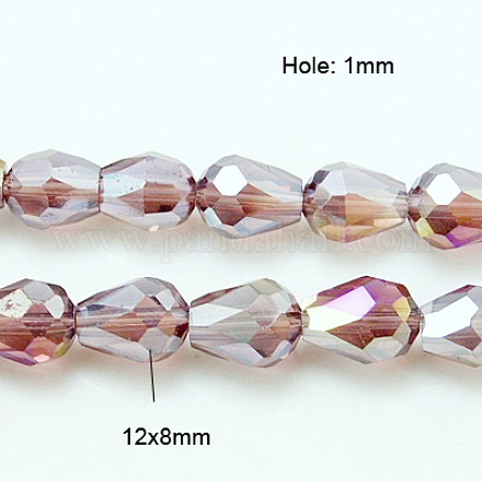 Electroplate Glass Beads Strands EGLA-D015-12x8mm-03-1
