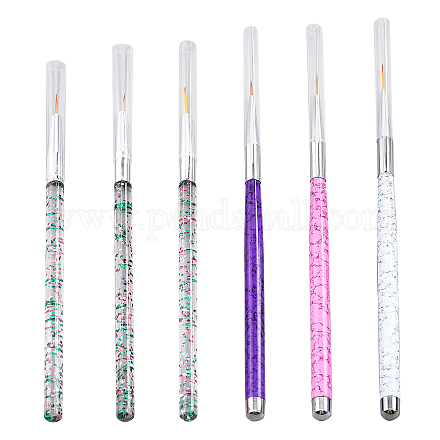 CHGCRAFT 2Sets 2 Style 7/9/11mm Nail Art Liner Brushes Set Plastic Nail Pull Line Pen for DIY MRMJ-CA0001-40-1